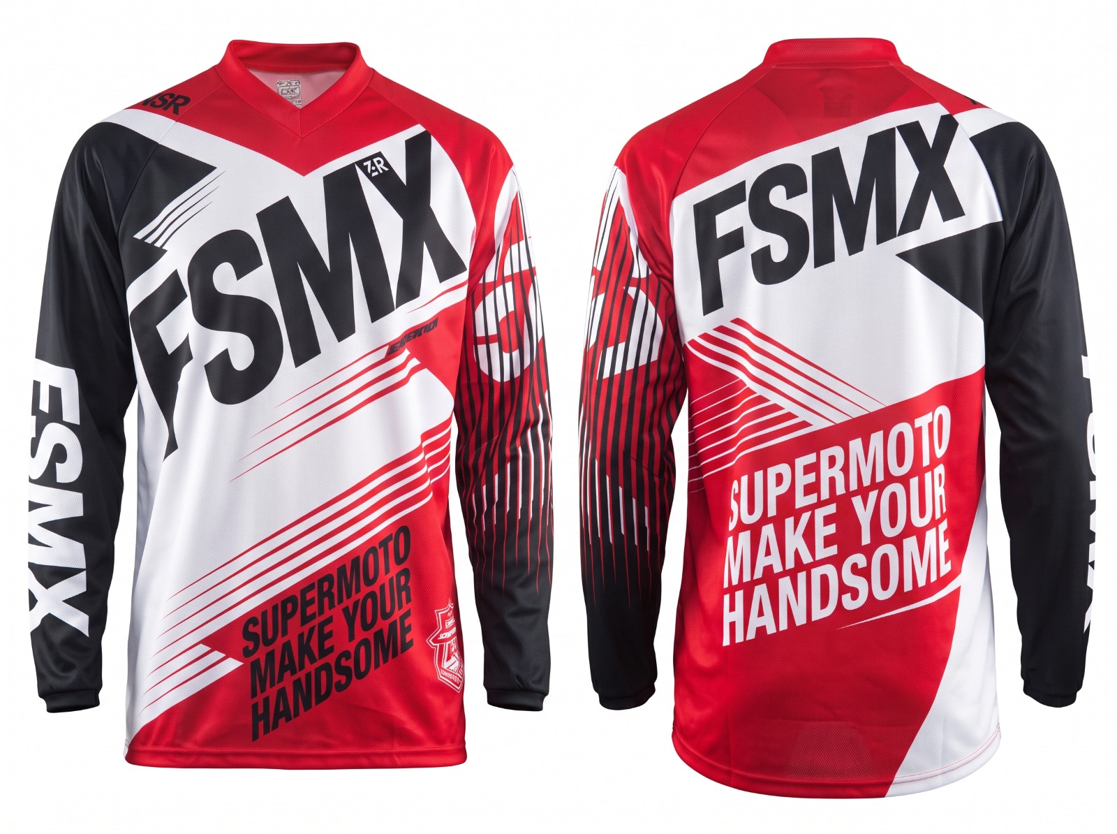 Jersey custom merah putih tampak depan dan belakang